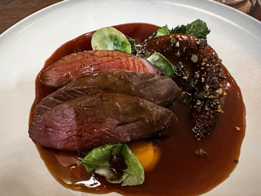 Deer main course at Elder Restaurant in Hotel Indigo Bath