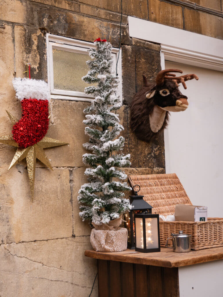 Christmas courtyard serving hot drinks at Bath Christmas Market