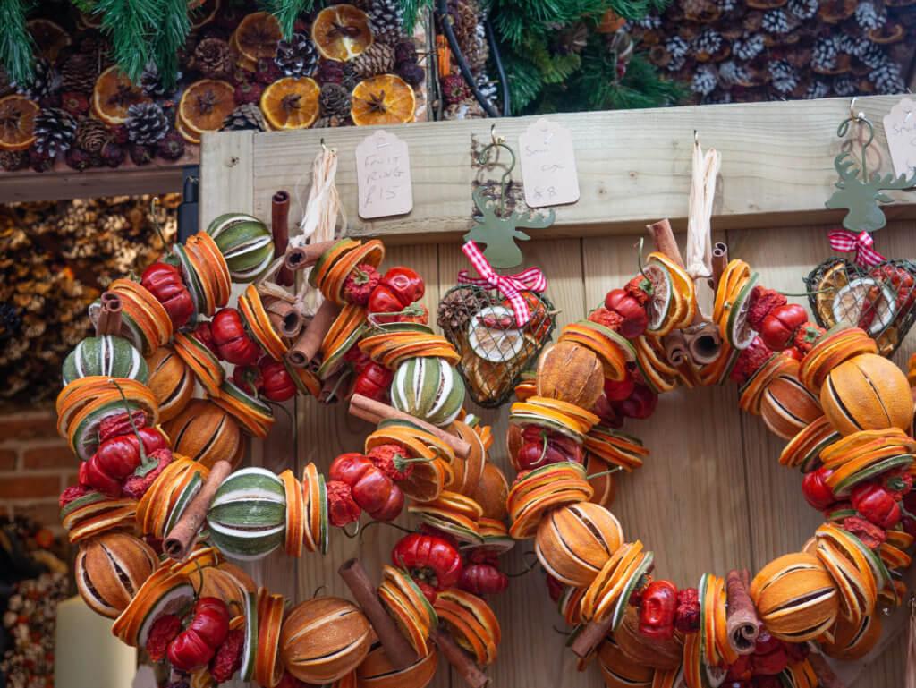 Christmas decorations for sale at Bath Christmas Markets