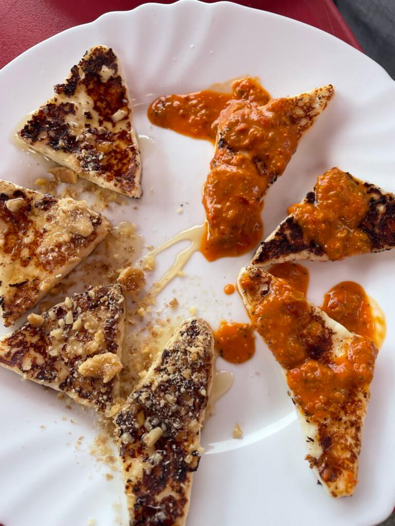 Goats cheese tapas with sauce in Tenerife