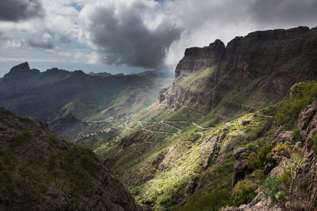 Windy road into Masca Valley Tenerife