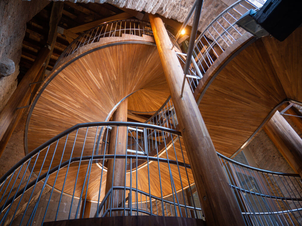 Vitoria Gasteiz Wooden staircase in Santa Maria Cathedral in Vitoria Gasteiz Spain