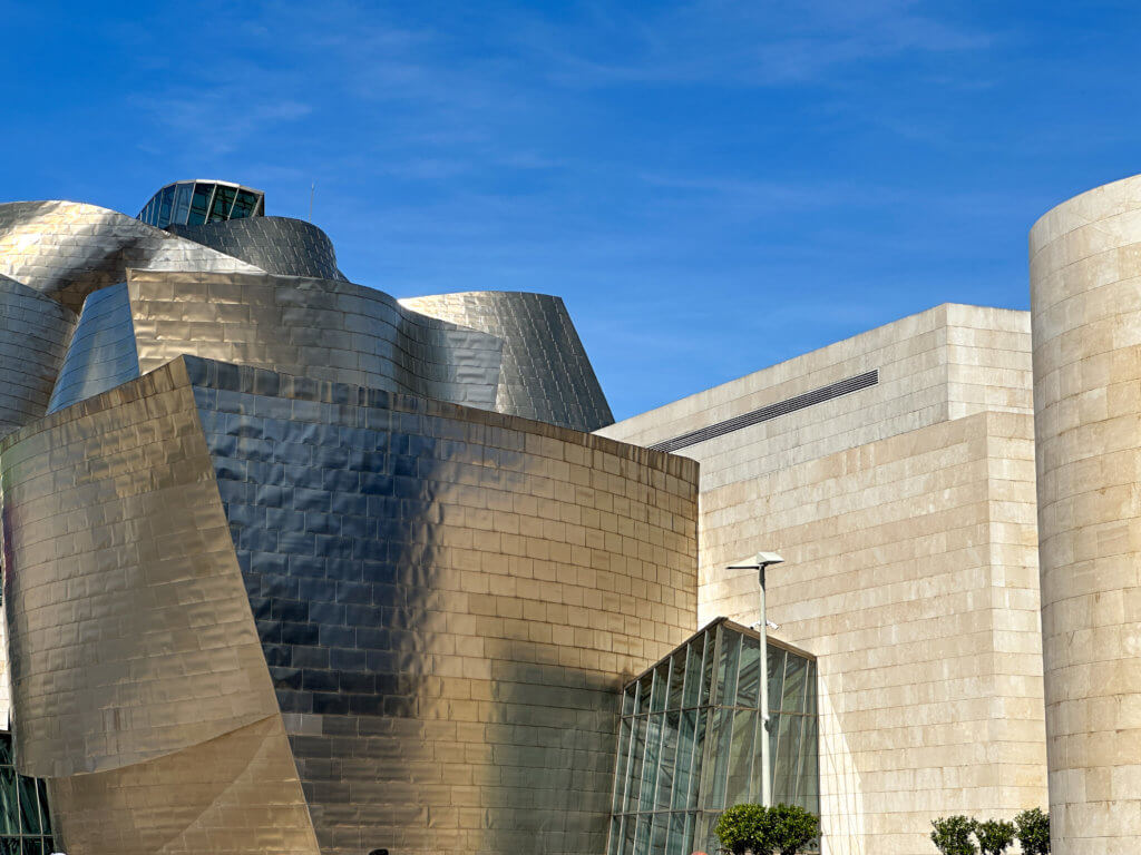 Exterior of the Guggenheim museum in Bilbao Spain in Basque Country.