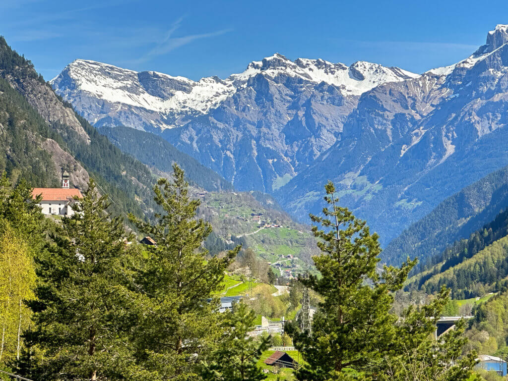 Views of the Swiss landscape and Wassen church