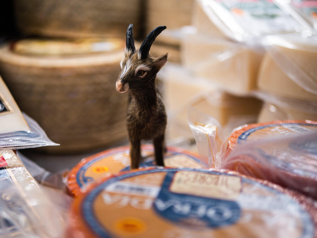 Cheese for sale at La Ribera Market in Bilbao
