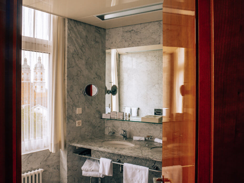 Interior of the bathroom of the junior suite in Einstein St. Gallen Hotel