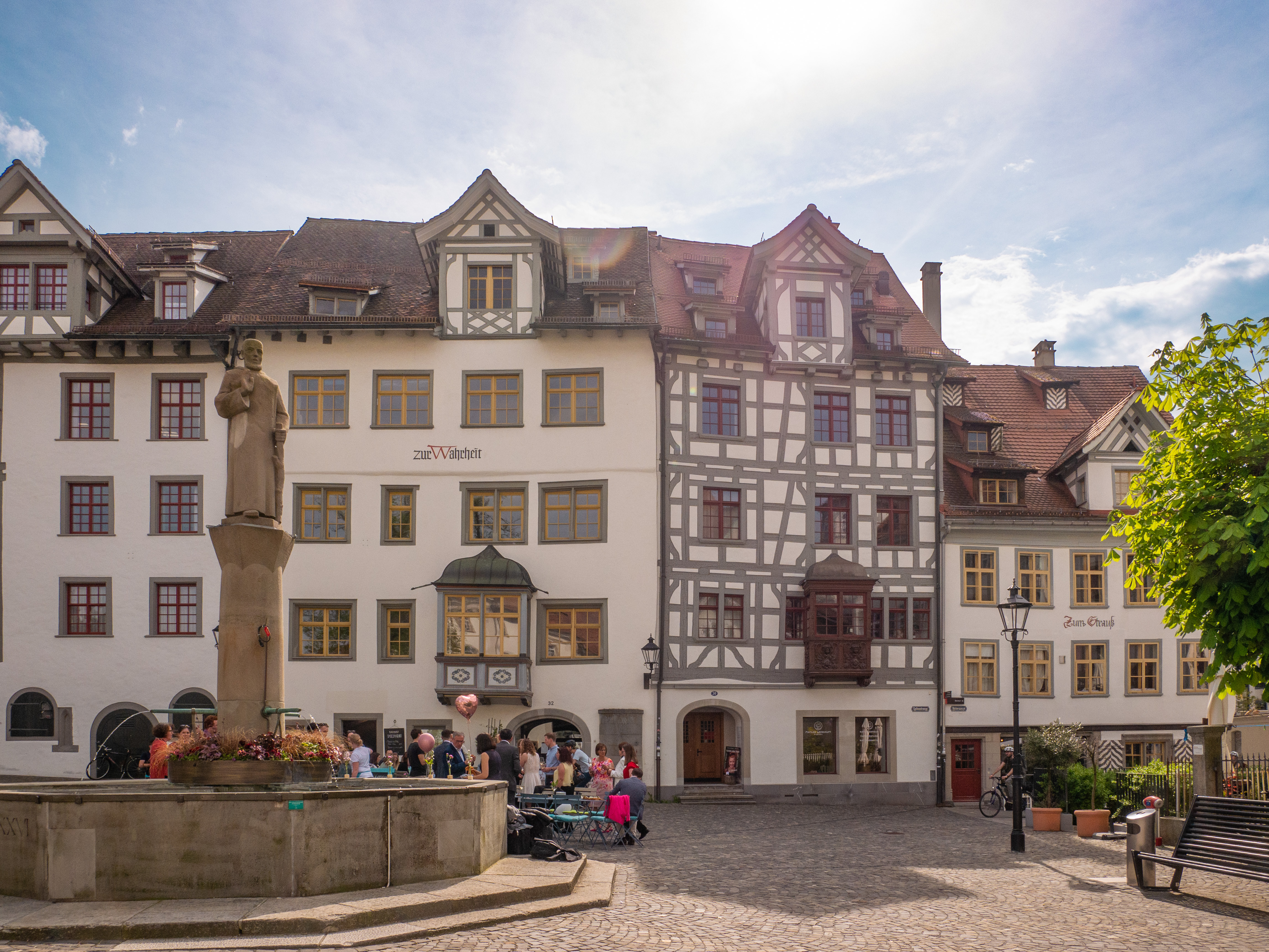 Fairytale timber framed buildings in St. Gallen old town