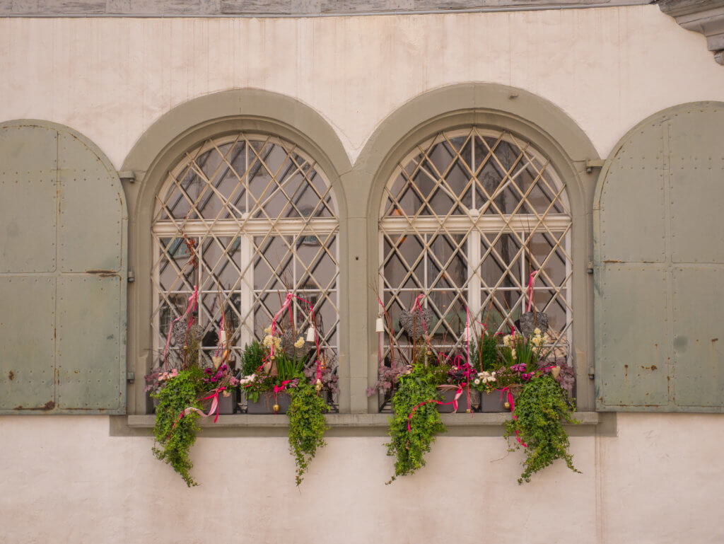 Ornate oriel window in St Gallen Switzerland