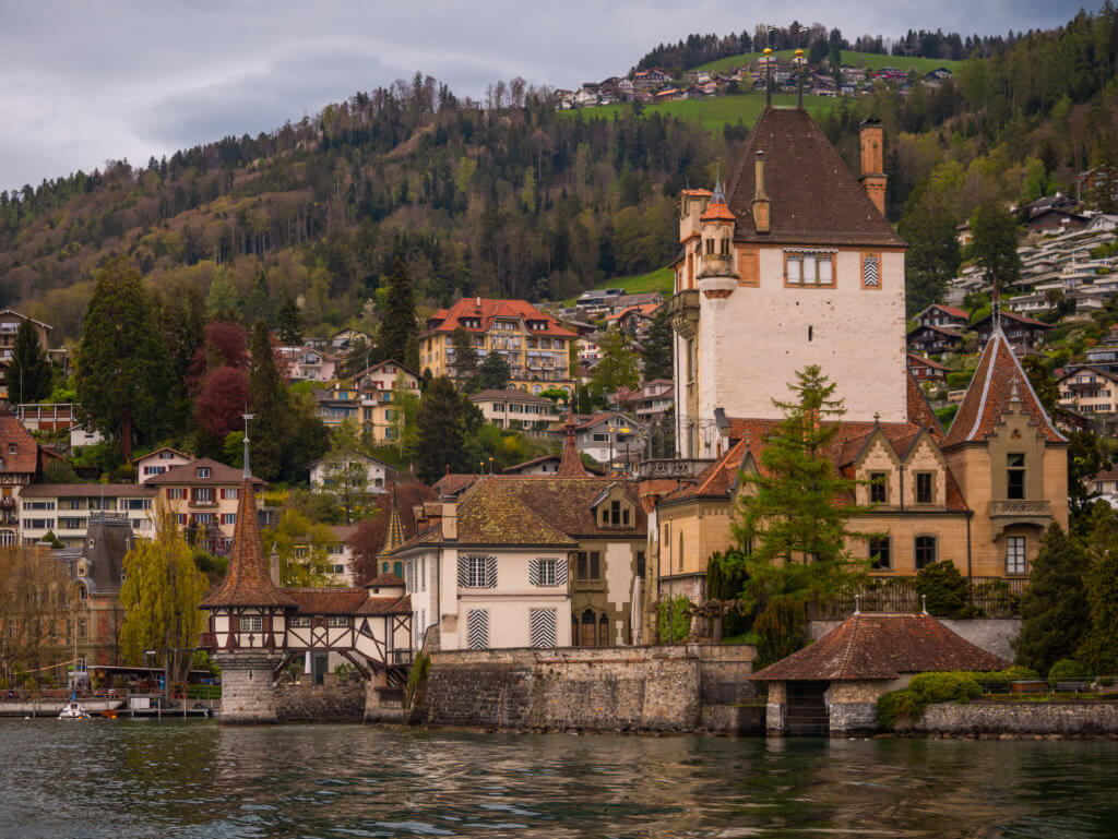 Oberhofen Castle on Lake Thun in Switzerland