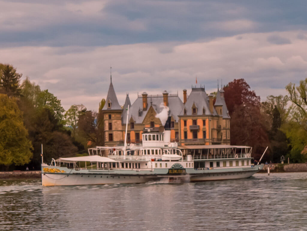 Steam boat on Lake Thun in Switzerland