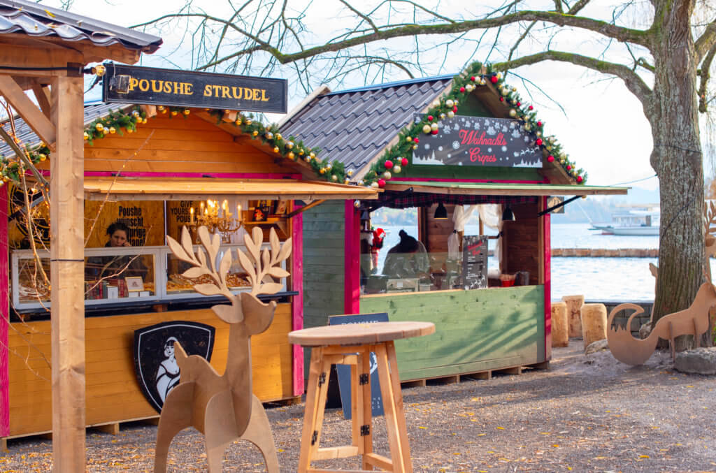 Wooden chalets at the Christmas Markets in Lucerne