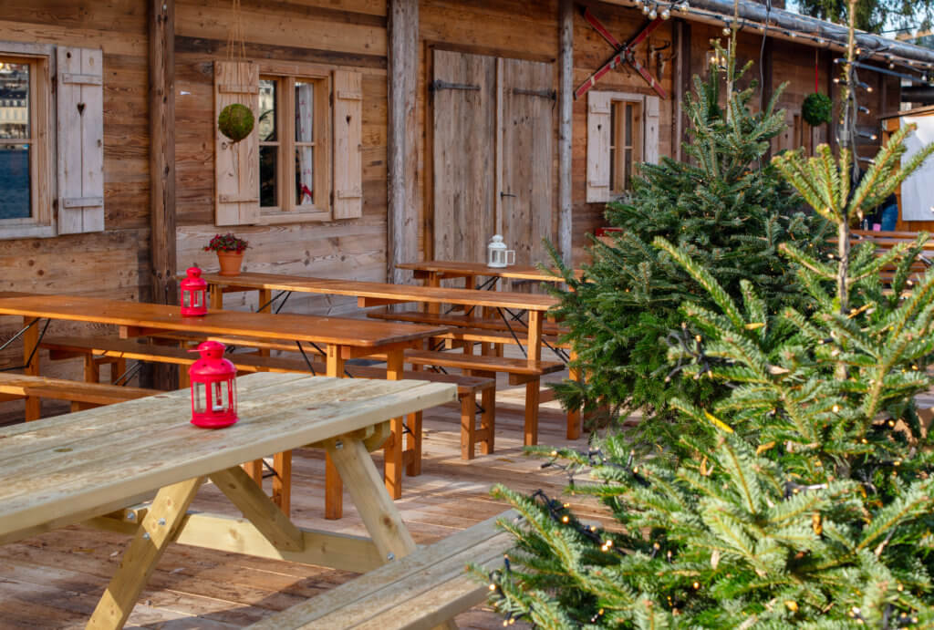 Traditional European Christmas market in Lucerne Switzerland