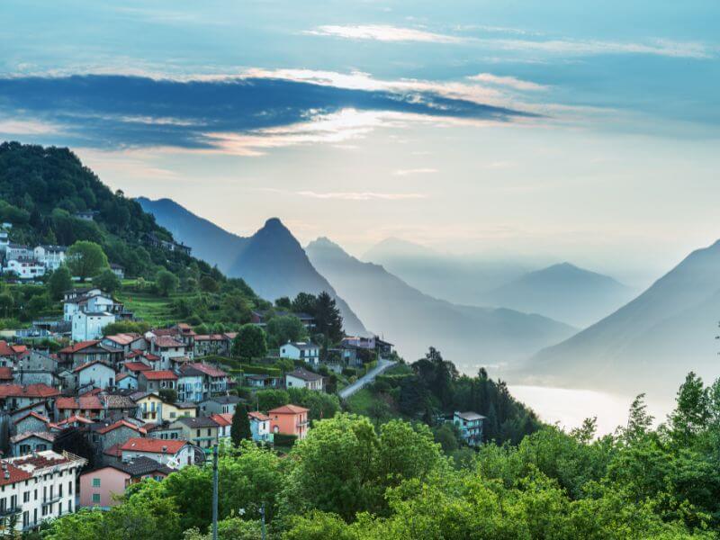 View of Lugano from Monte Bre one of the best things to do in Lugano Switzerland.
