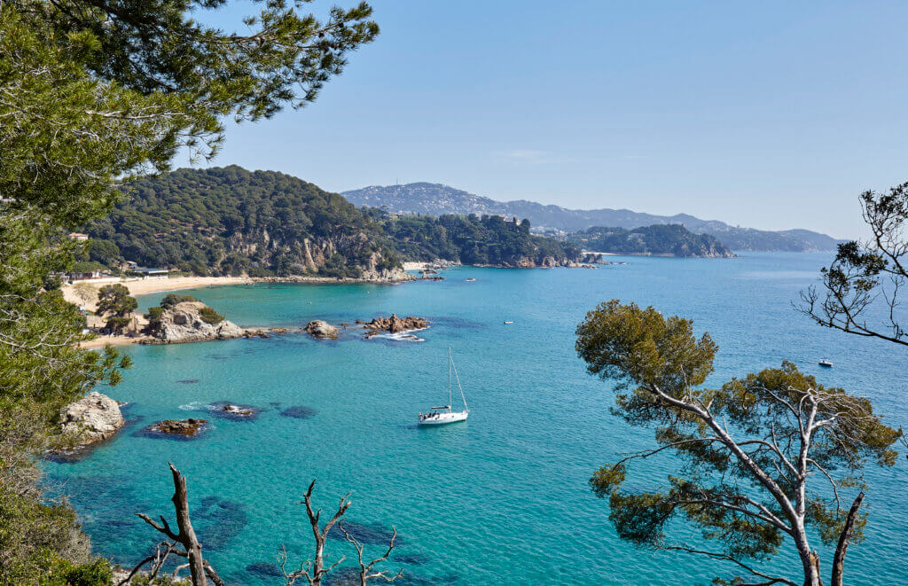 Boat in the sea on the Costa Brava coast