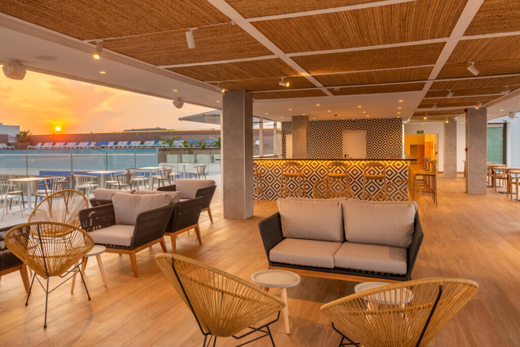 Luxury hotel in Spain at sunset