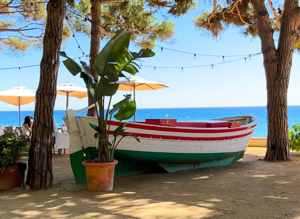 Boat at SantaMar restaurant Lloret de Mar