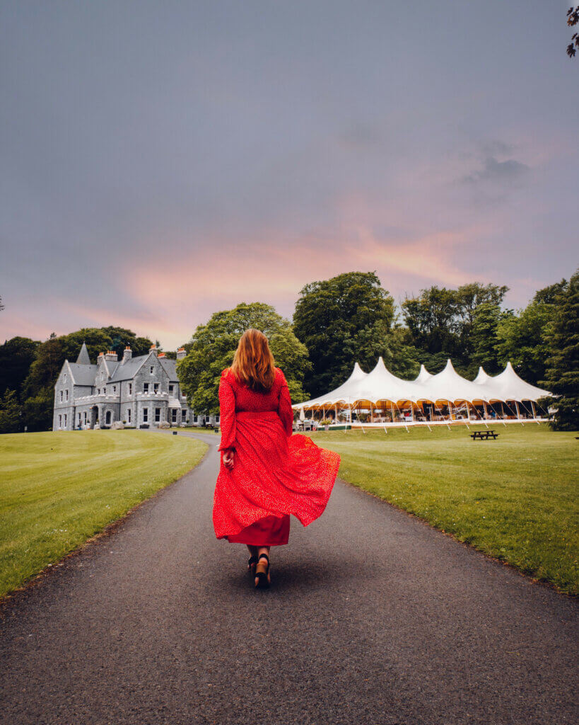 Travel blogger, Nicola Lavin from Our Unique Stays, at Mount Falcon hotel in Ireland