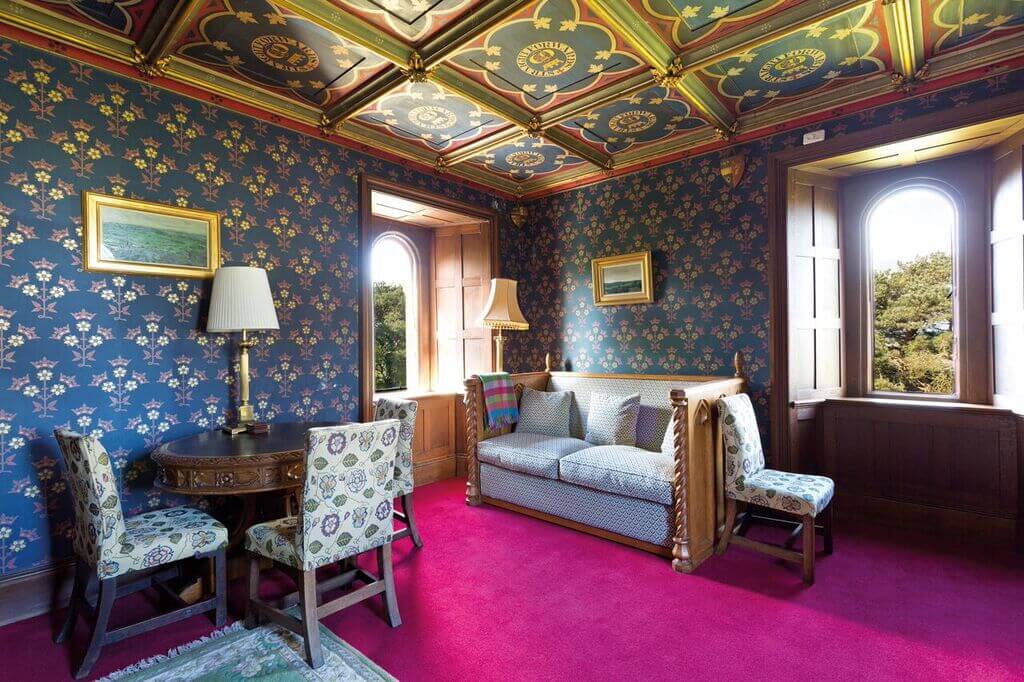 Opulent sitting room of Helen's Tower.