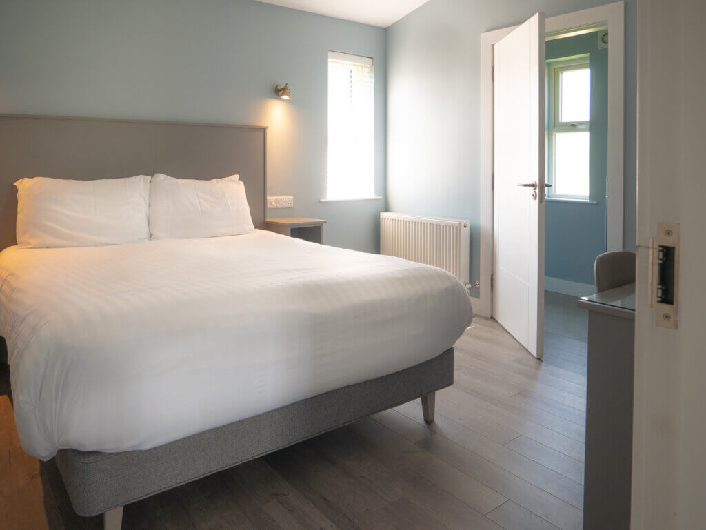 Bedroom in Mullans Bay lakeside lodges.