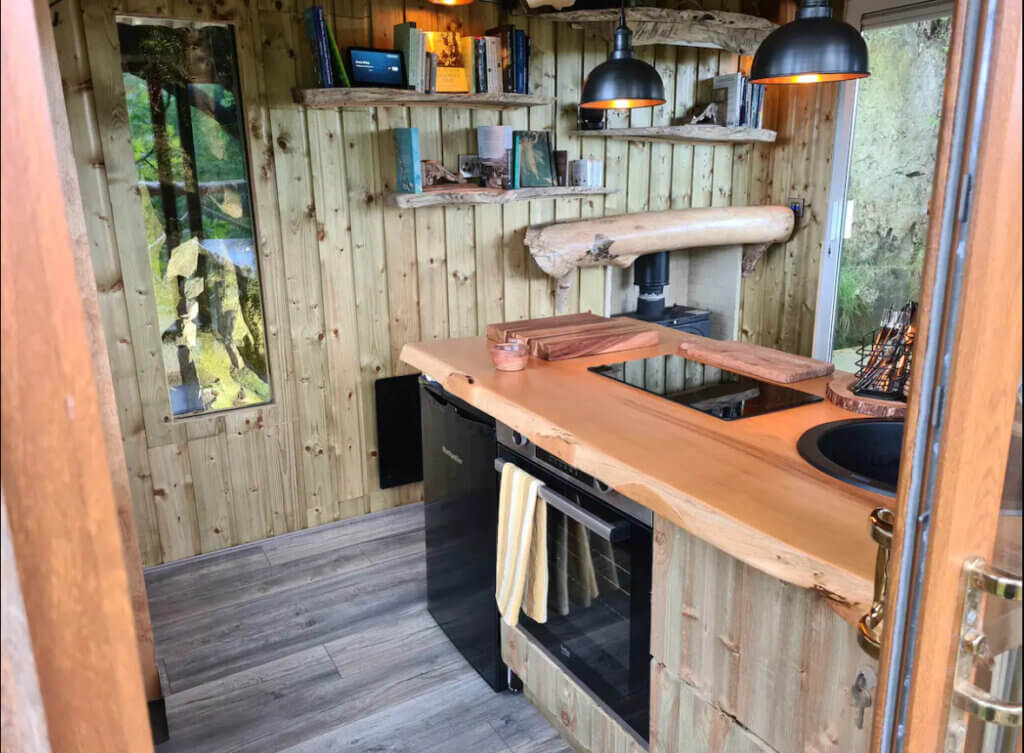 Interior of Balance treehouse in Northern Ireland.