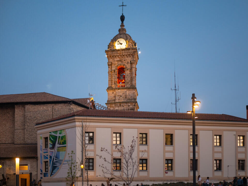 La Semana Santa in Vitoria Gastiez: A breathtaking view of the city's historic skyline as the Easter procession passes by.