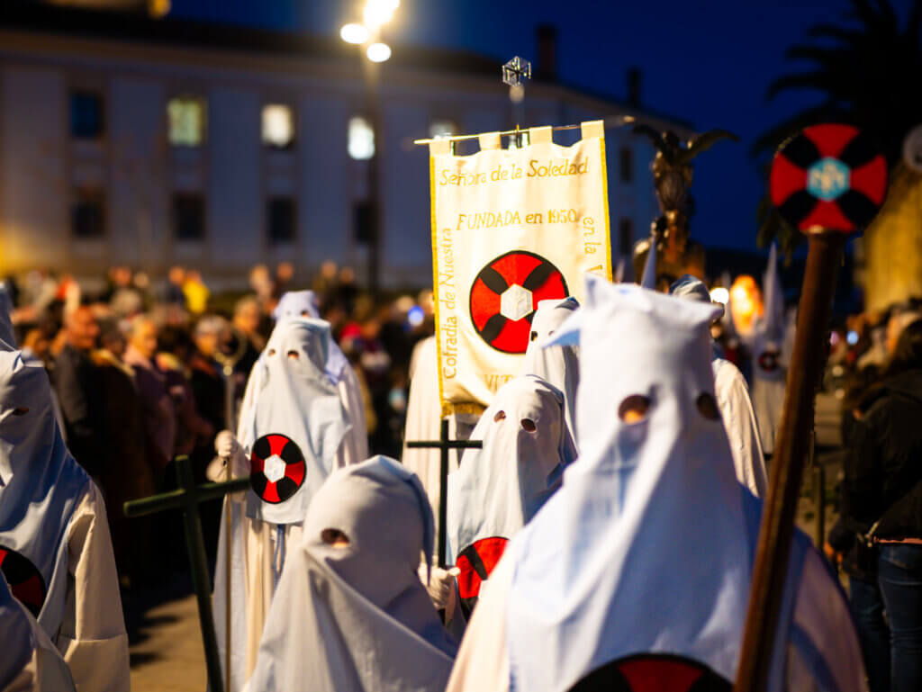 Basque Country's Holy Week: A moment of reverence and prayer during Bilbao's Semana Santa procession.