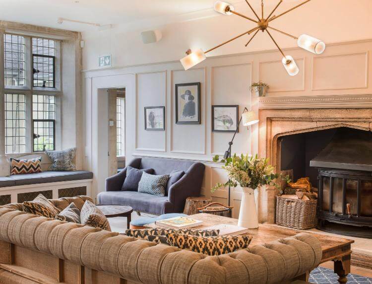 Cosy reading nook in the Painswick Hotel in the Cotswolds.