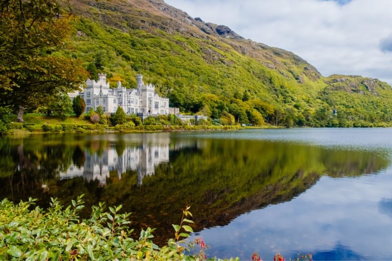 Kylemore Abbey in Connemara National Park in Ireland.