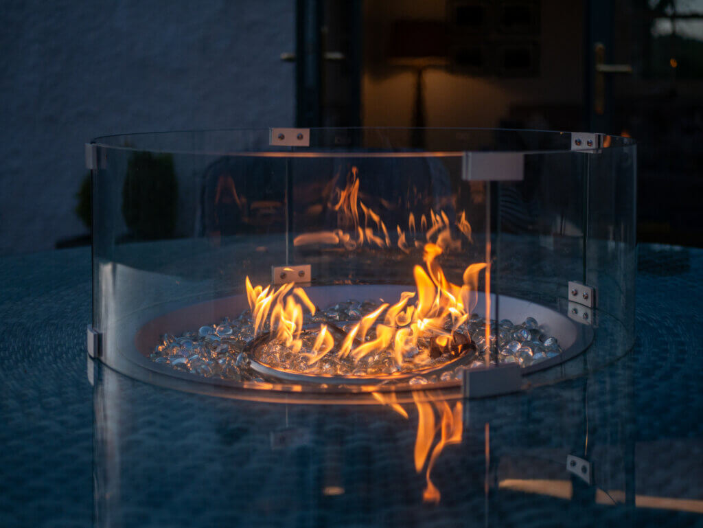 Outdoor firepit in an Irish farmhouse.