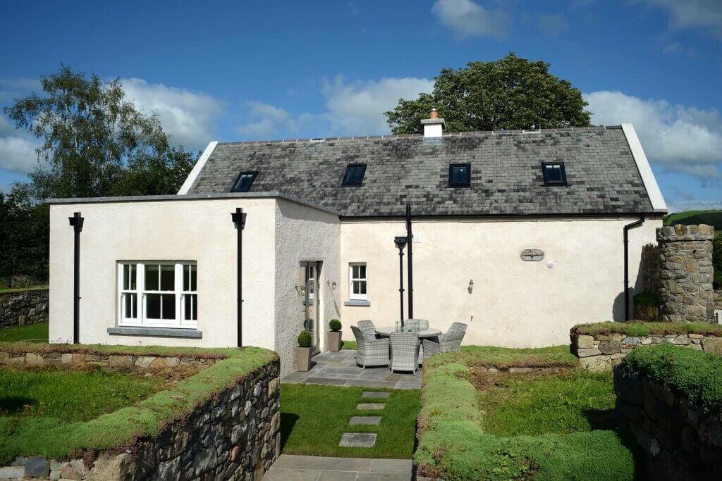 Outdoor dining area of Meadow View Farmhouse in Tipperary, Ireland.
