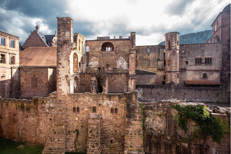 The impressive facade of Heidelberg Castle, a renowned historic building.