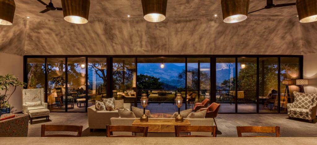 Fine dining restaurant with scenic mountain views in Munnar.