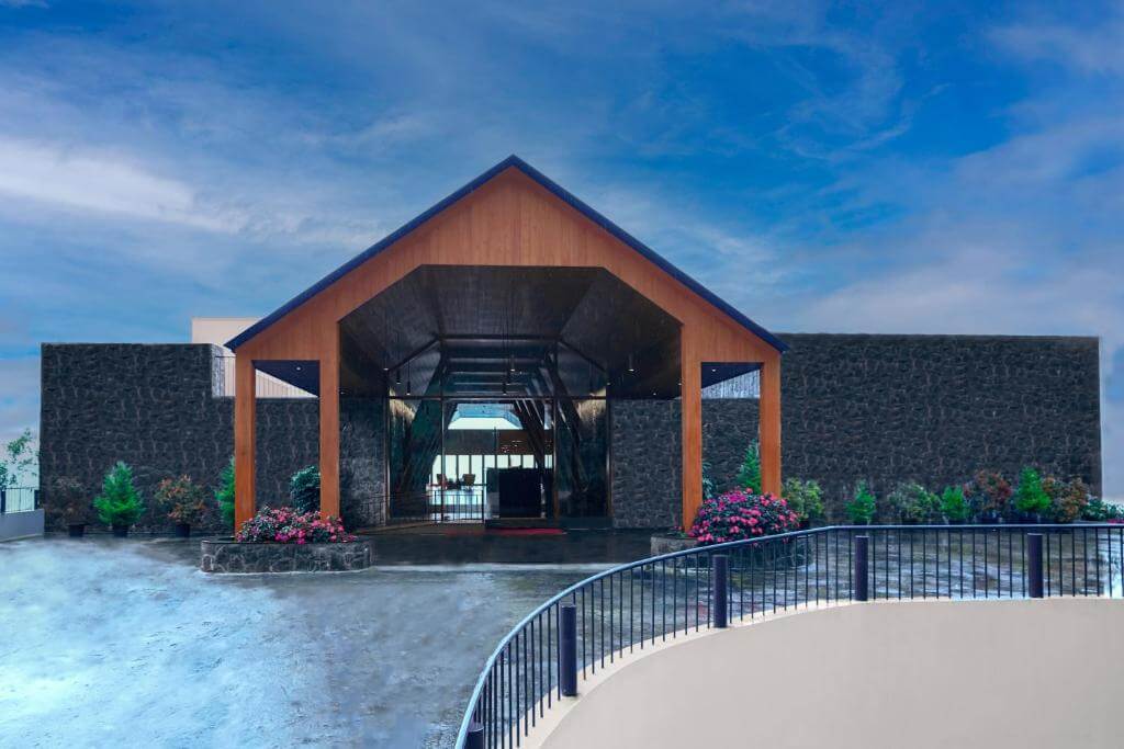 Scenic exterior view of a luxury resort in Munnar.