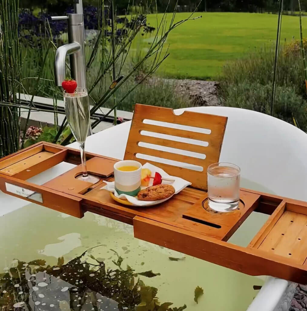 Close-up of VOYA seaweed bath, part of a wellness experience at Ballygarry Estate’s luxury cabins in Ireland.