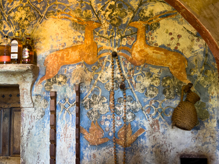 The interior of the bar at the historic restaurant La Colombe d’Or in Saint Paul de Vence