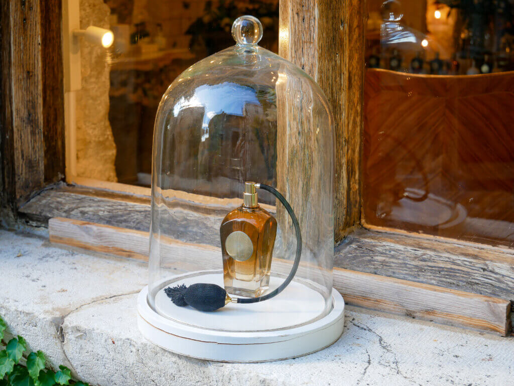 Perfume bottles at La Maison Godet Parfum Saint Paul de Vence