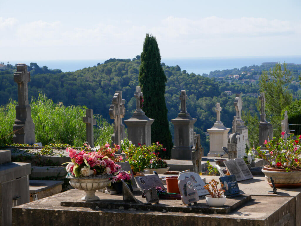 Cemetery of Saint Paul de Vence with stone crosses