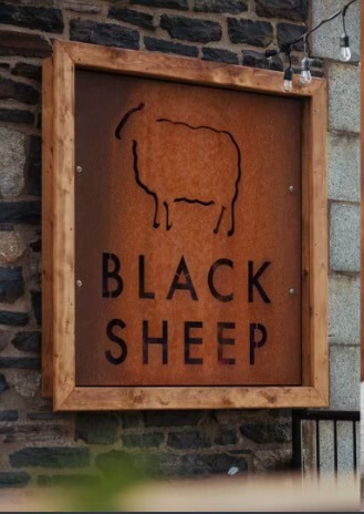 Metal sign for the Black Sheep restaurant in Halifax, Canada