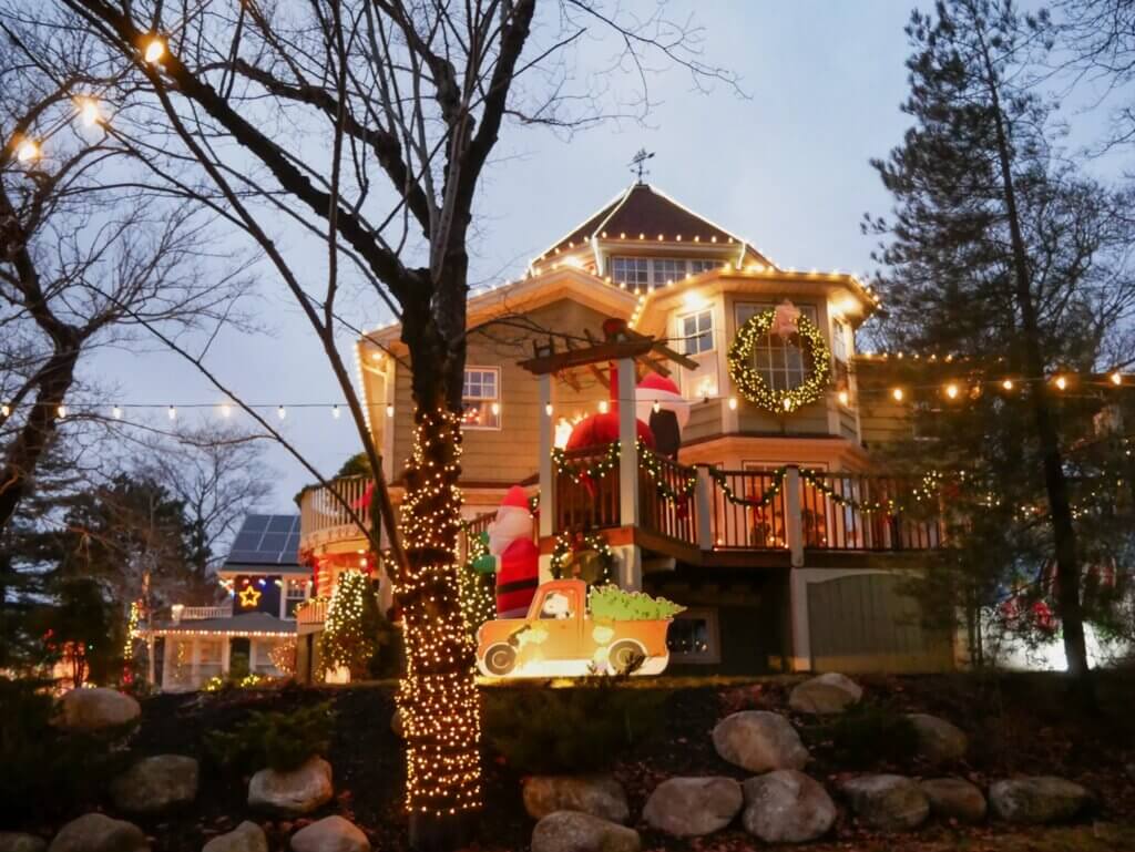 Christmas lights on houses on Connaught avenue in Halifax, Nova Scotia