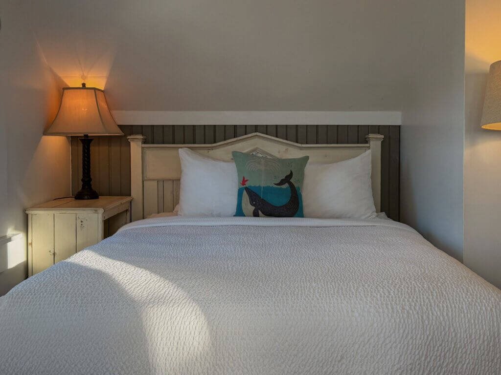 Bedroom at Crow's Nest cottage at Oceanstone Resort in Nova Scotia